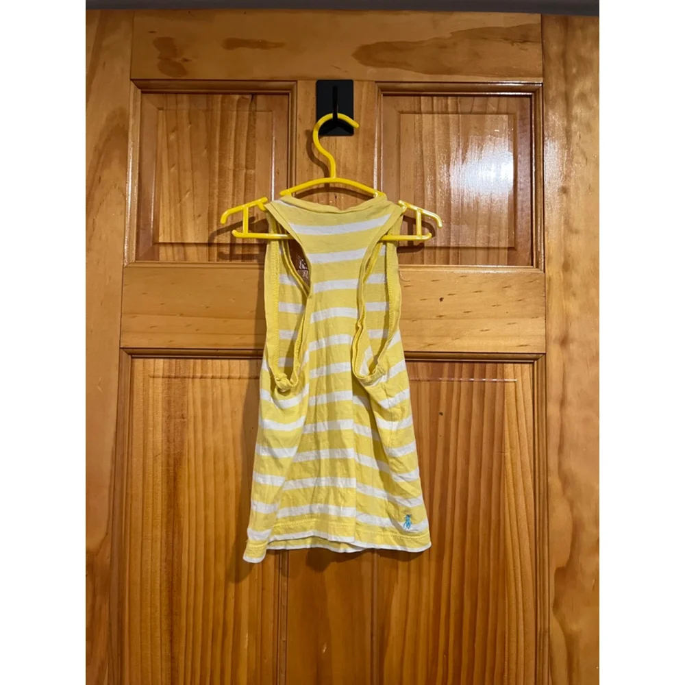 Ralph Lauren Toddler Girl Tank Top 3T Yellow White Striped Sleeveless Polo Logo